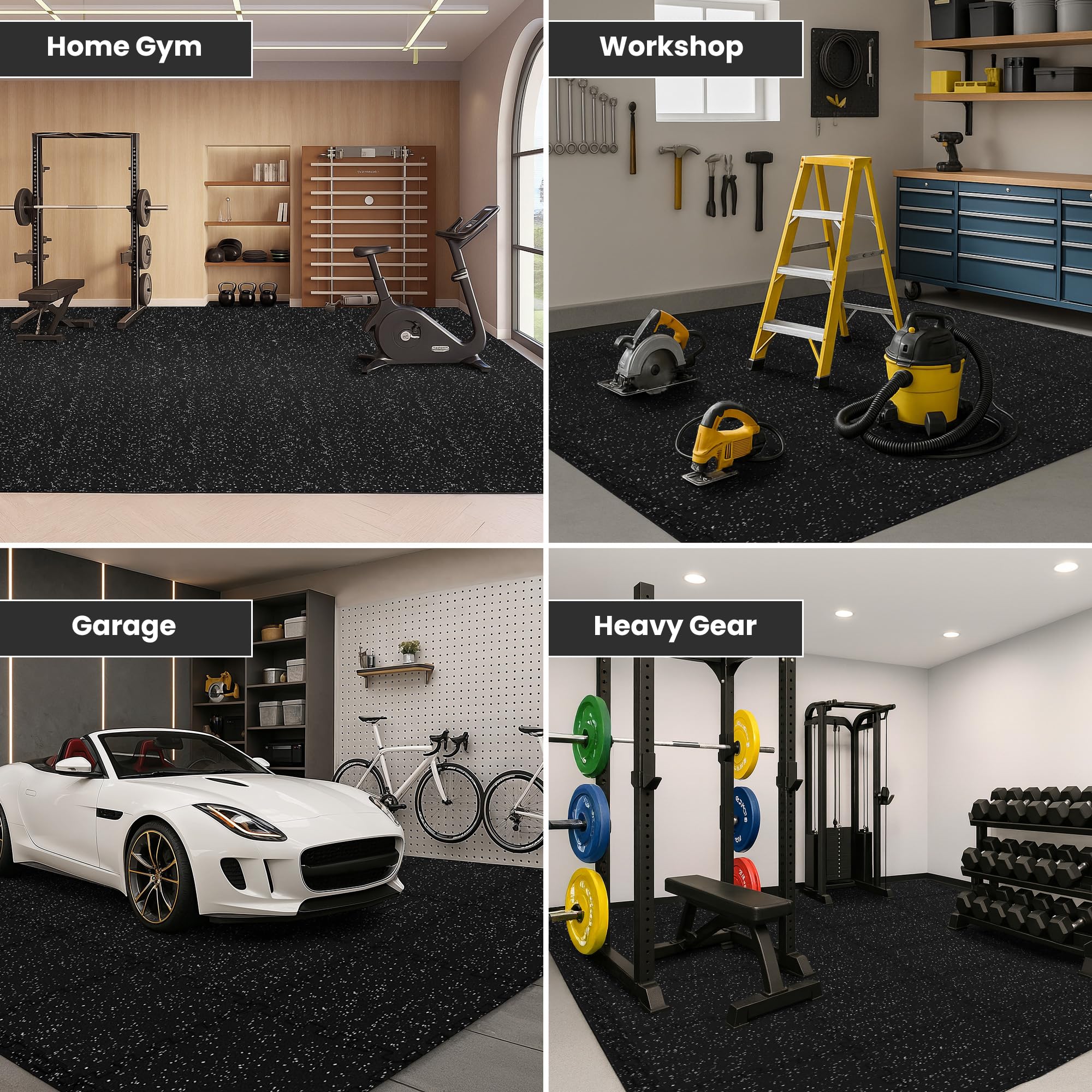 Gym Mats Set - 18 pcs EVA Interlocking Foam Floor Tiles  Protective Gym Flooring