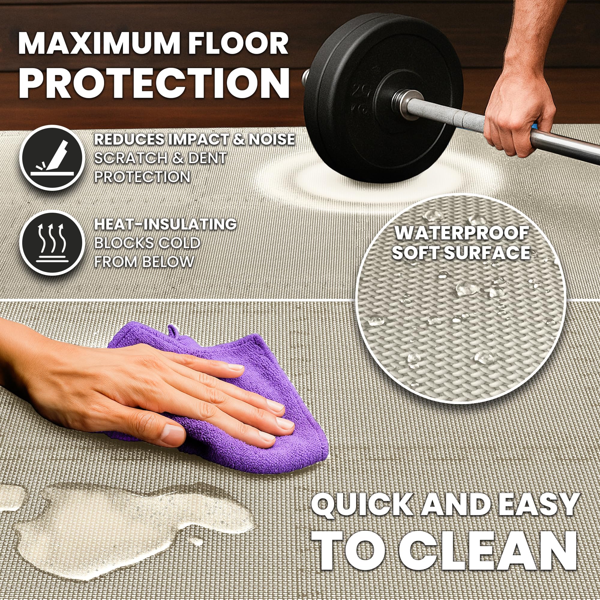 Gym Mats Set - 18 pcs EVA Interlocking Foam Floor Tiles  Protective Gym Flooring