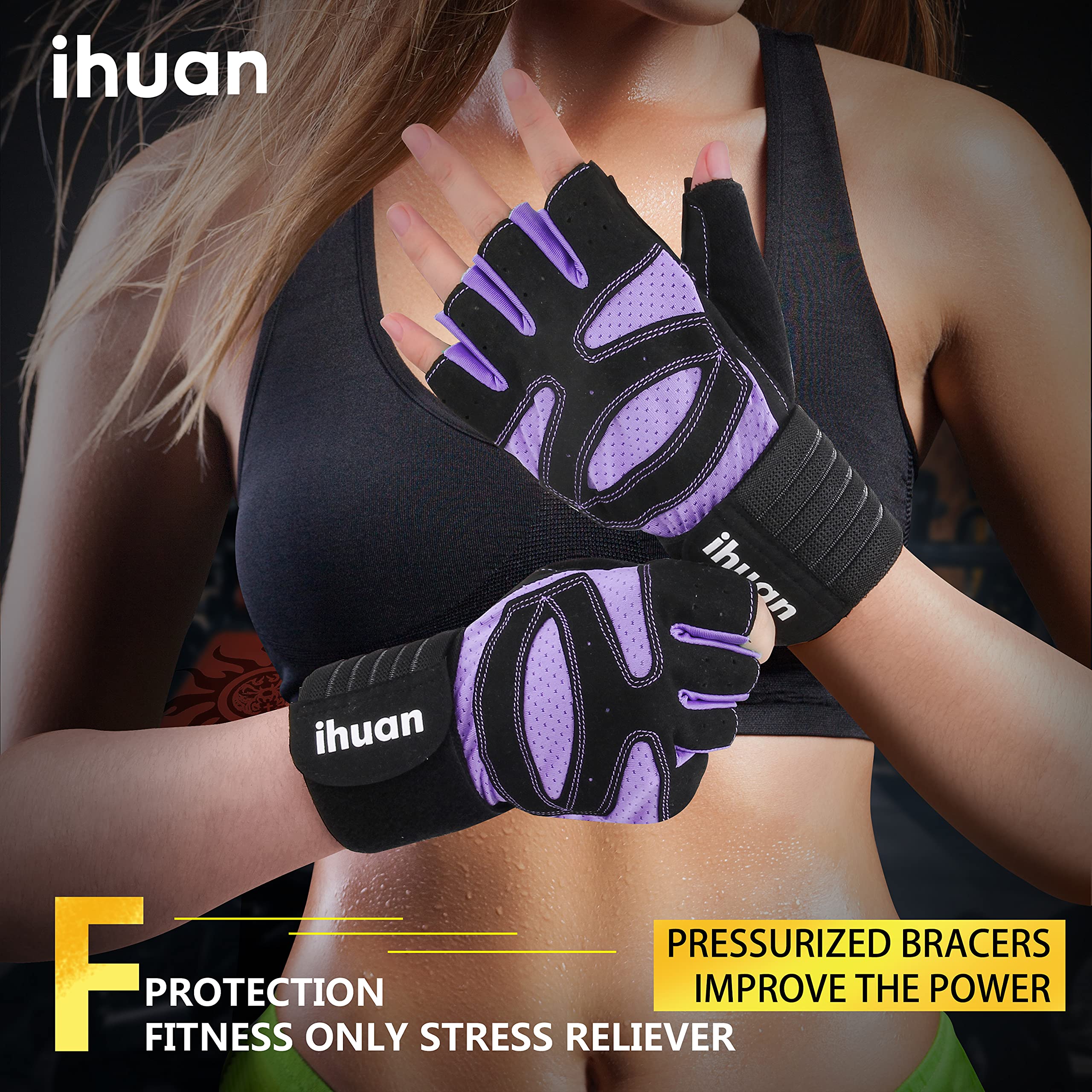 Weight Lifting Gym Workout Gloves with Wrist Wrap Support for Men & Women