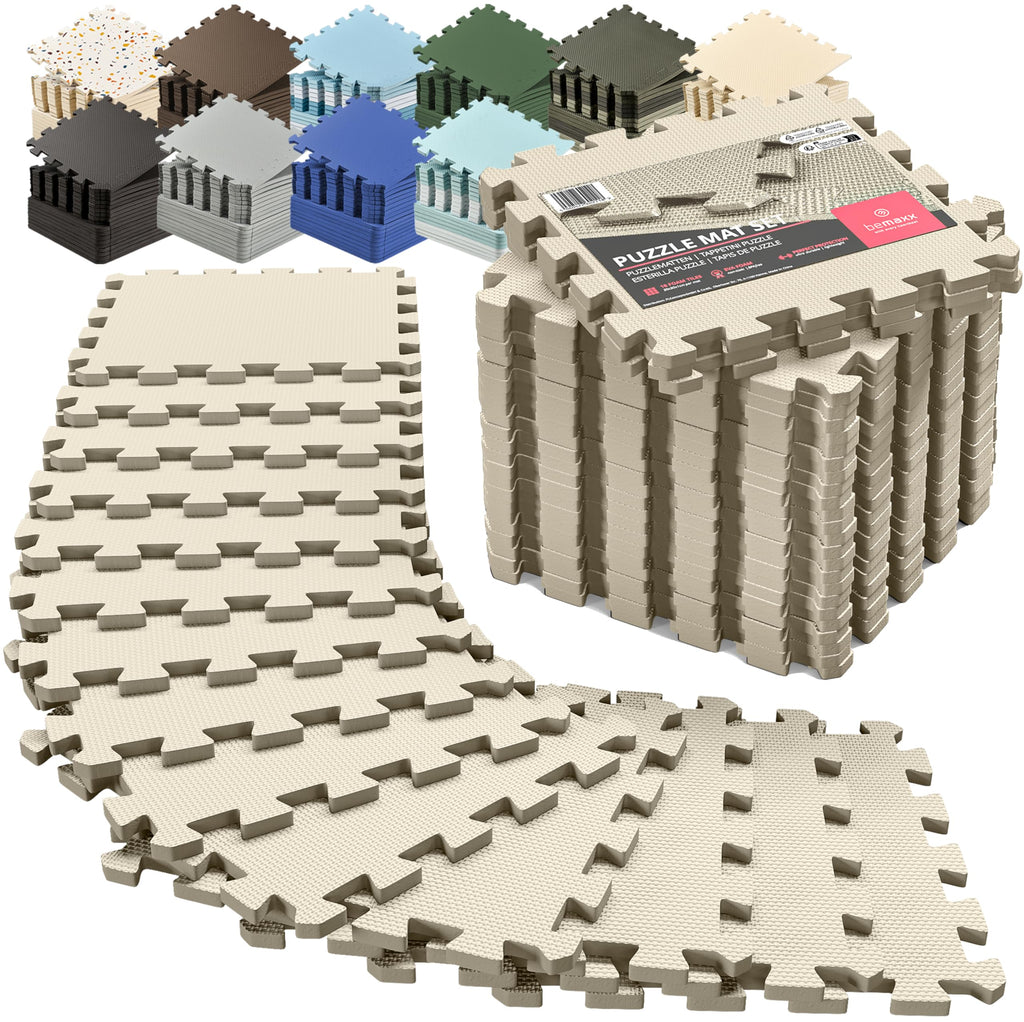Gym Mats Set - 18 pcs EVA Interlocking Foam Floor Tiles  Protective Gym Flooring