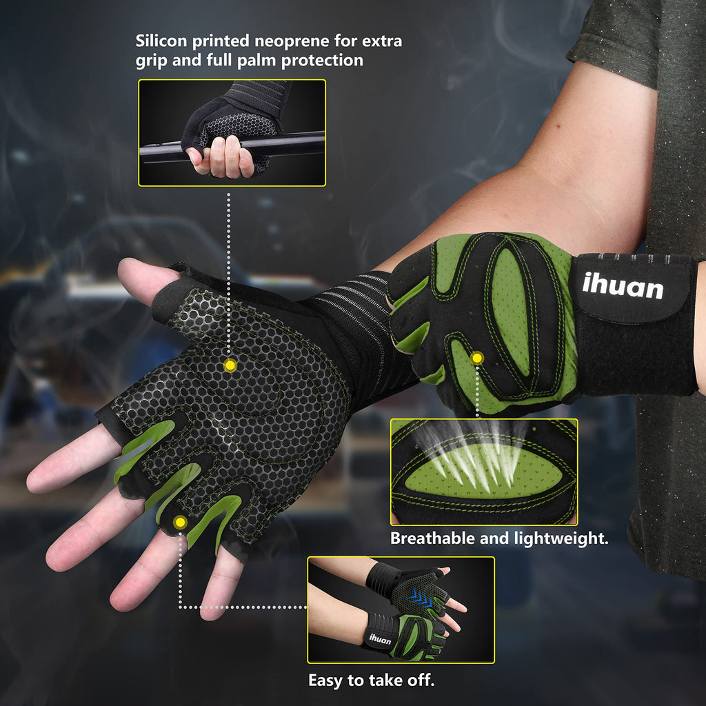 Weight Lifting Gym Workout Gloves with Wrist Wrap Support for Men & Women