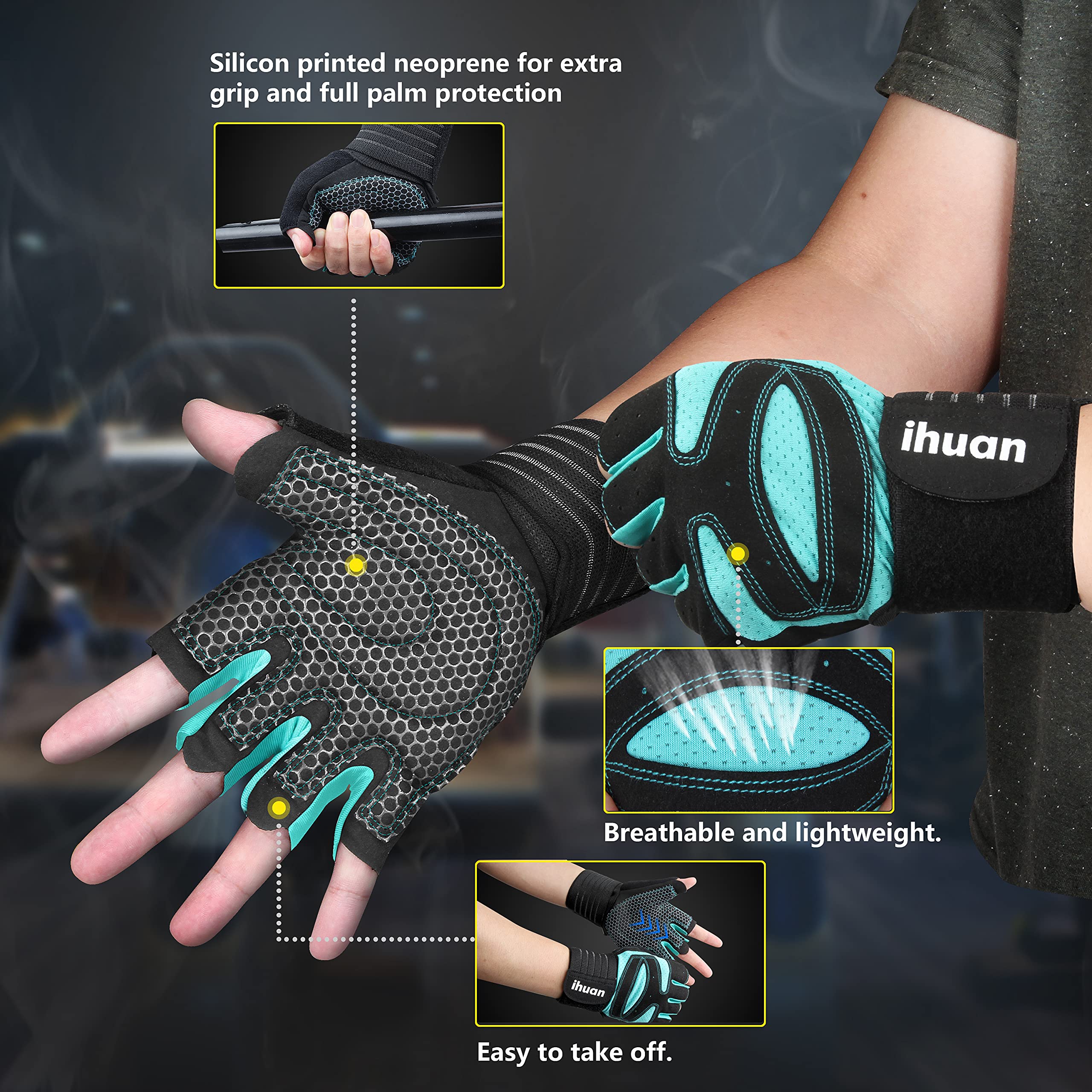 Weight Lifting Gym Workout Gloves with Wrist Wrap Support for Men & Women