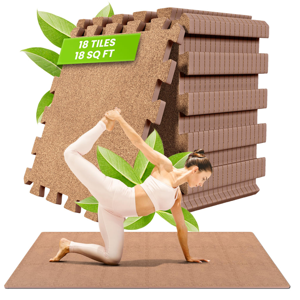 Gym Mats Set - 18 pcs EVA Interlocking Foam Floor Tiles  Protective Gym Flooring