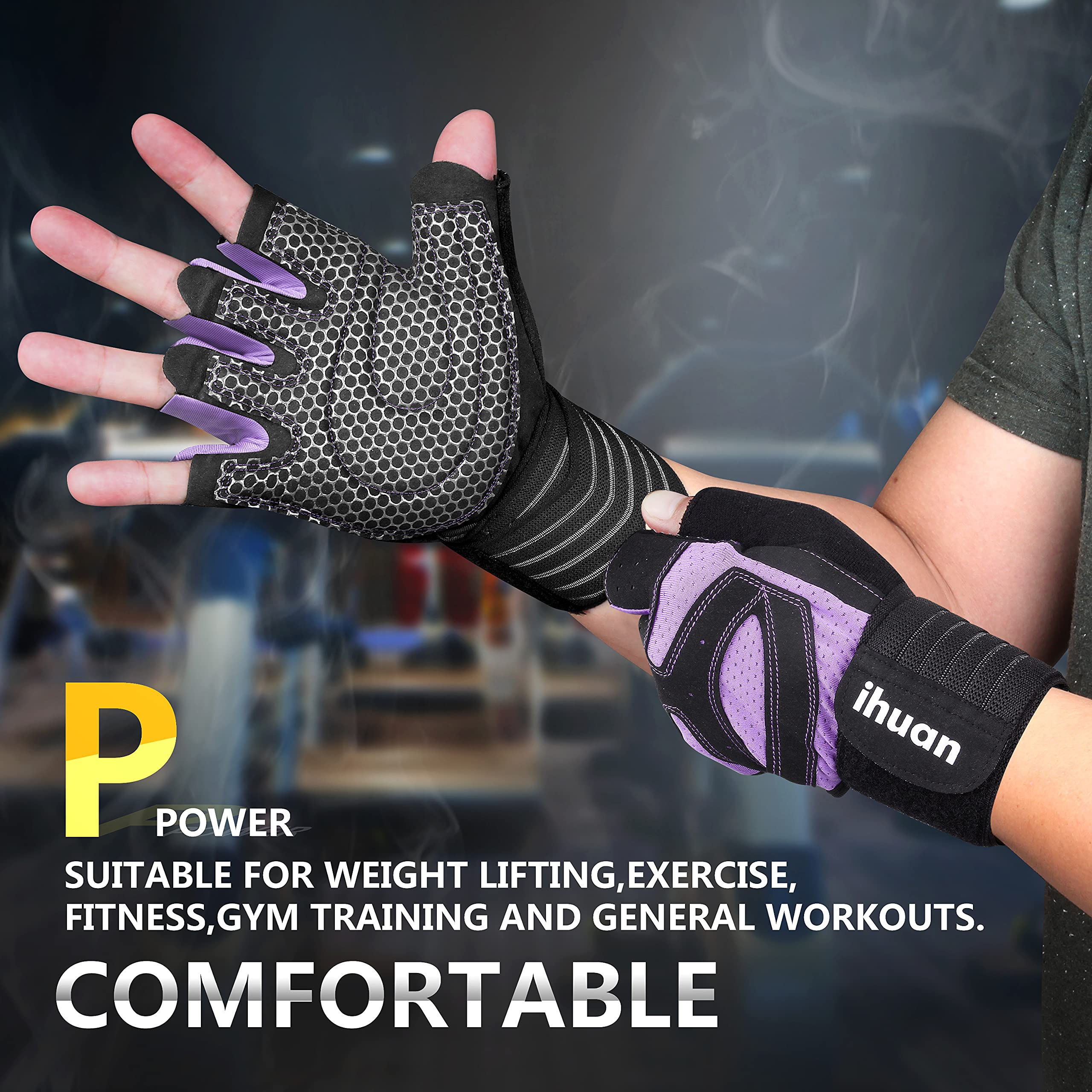 Weight Lifting Gym Workout Gloves with Wrist Wrap Support for Men & Women