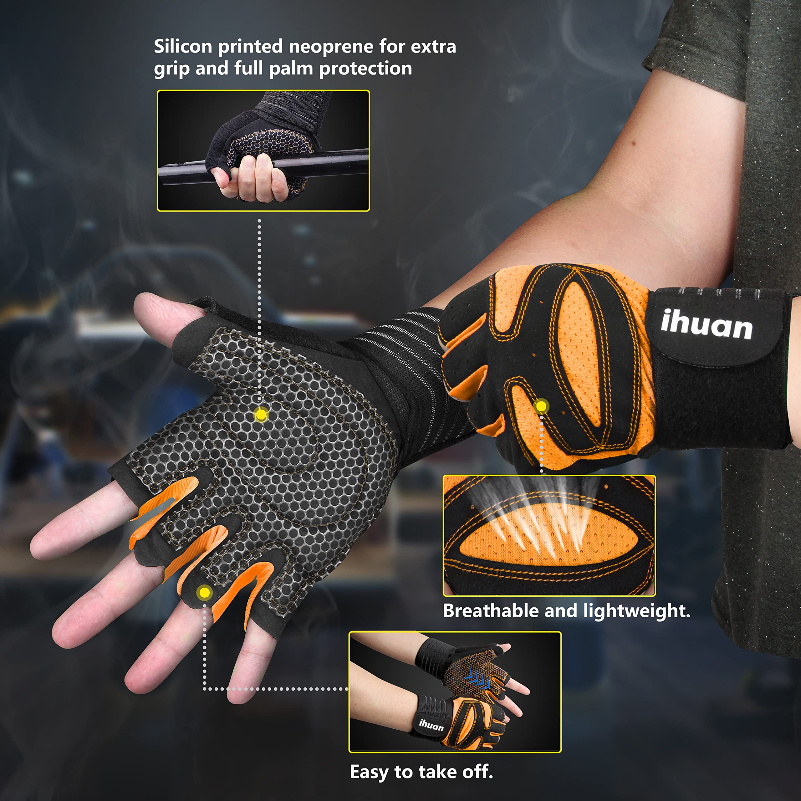 Weight Lifting Gym Workout Gloves with Wrist Wrap Support for Men & Women